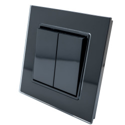 Intrerupator Dublu Negru cu Rama din Sticla