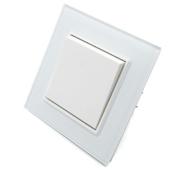 Intrerupator Simplu Alb cu Rama din Sticla