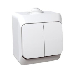 Intrerupator dublu Aplicat IP44 alb Cedar Schneider - WDE000550