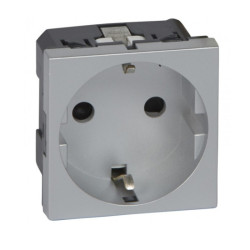 Priza 2P+T, protectie mecanica, aluminiu Legrand Mozaic 079213