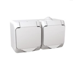 Priza Dubla Aplicata IP44 cu capac alb Cedar Schneider - WDE000523