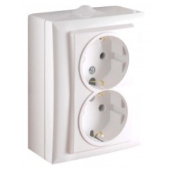 Priza Dubla Ceramica cu Cp, E 45488 - montaj aparent