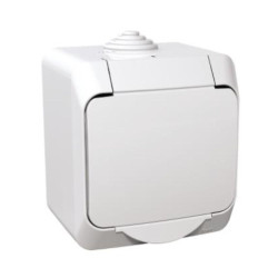Priza Simpla Aplicata IP44 cu capac alb Cedar Schneider - WDE000541