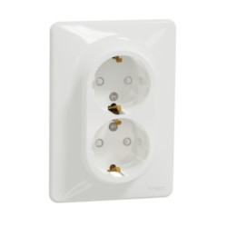 Priza dubla cu impamantare alb Sedna Design Schneider SDD311221