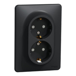 Priza dubla cu impamantare gri antracit Sedna Design Schneider SDD314221
