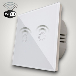 Intrerupator touch dublu WI-FI, sticla securizata, alb