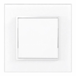 Intrerupator Cap Cruce Alb cu Rama din Sticla