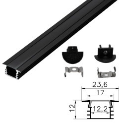 Profil Aluminiu Negru 1m Incastrat 23.6x17mm
